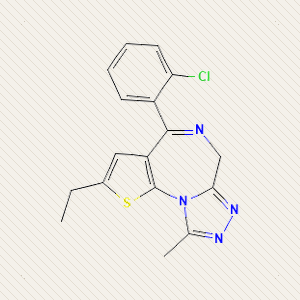 Etizolam, kennslumynd af sameindabyggingu