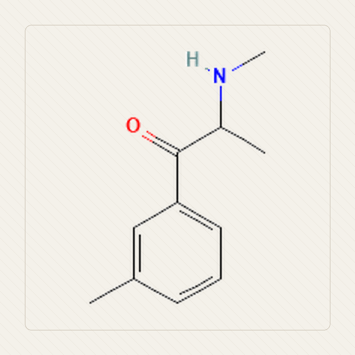 3-MMC 3-metylometkatynon, kennslumynd af sameindabyggingu