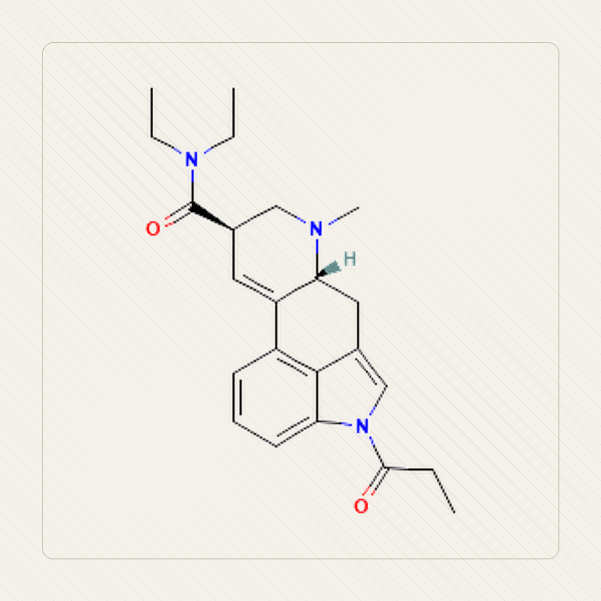 1P-LSD 1-propionylo-LSD, kennslumynd af sameindabyggingu