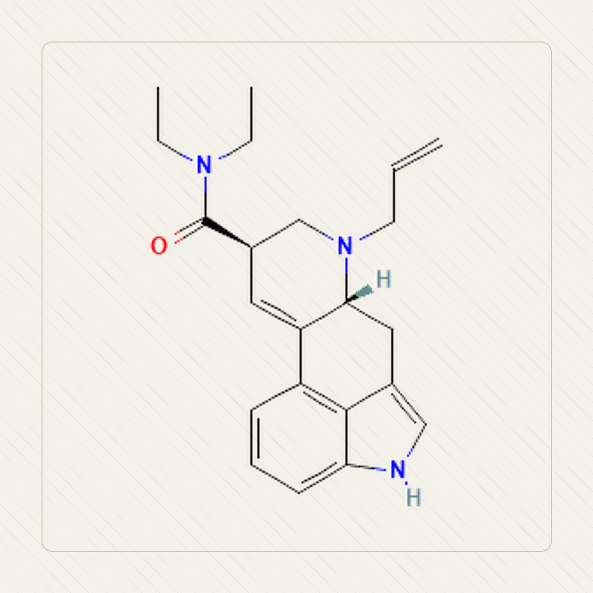 AL-LAD 6-allilo-6-nor-LSD, kennslumynd af sameindabyggingu