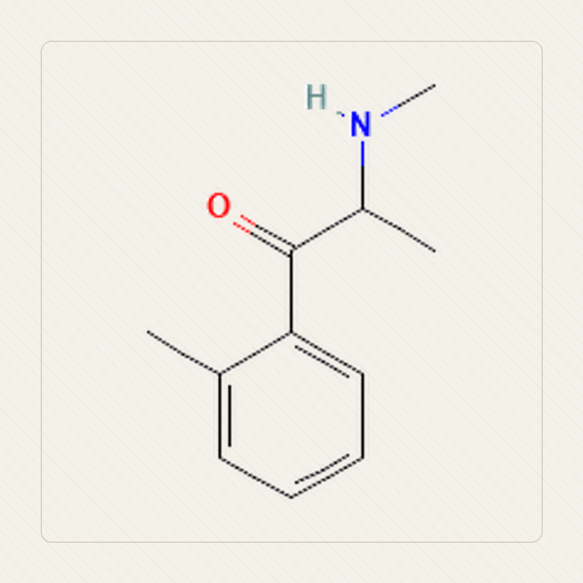 2-MMC 2-metylometkatynon, kennslumynd af sameindabyggingu